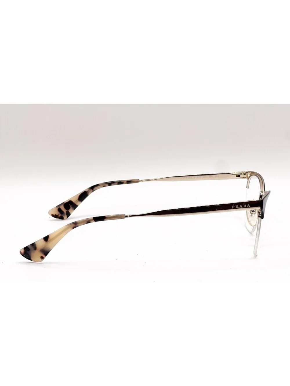 Prada Vpr 65Q QE3-1O1 Black Gold Cat Eye Authentic Eyeglass Frames 51-17-140